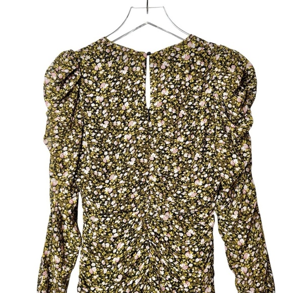 ASTR The Label Green Ruched Micro Floral V Neckline Women’s Mini Dress Sz M - Picture 9 of 12